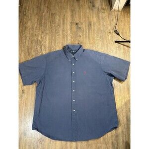 Ralph Lauren Blake Shirt Men's XXL Blue Button Front Short Sleeve Cotton Pony
